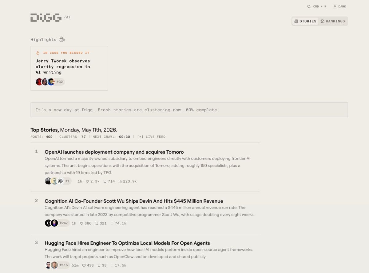 Digg Pivots to AI-Powered News Curation in Platform Overhaul