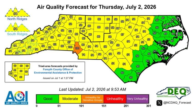 Code Orange Alert Issued for Mecklenburg County Air Quality