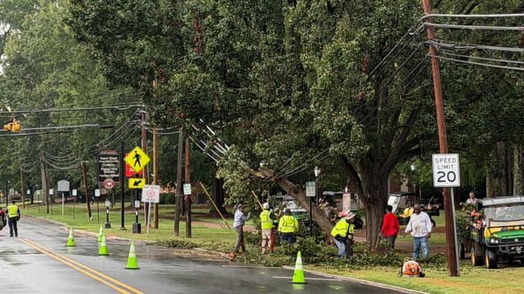 Davidson's Main Street Disrupted by Storm Damage to Power Infrastructure
